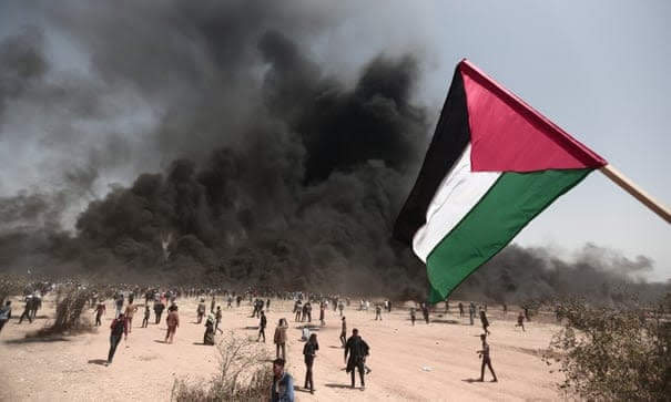 tumultos multitudinarios palestinos en la frontera Israel Gaza
