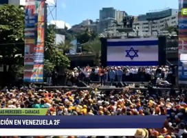 Bandera de Israel proyectada en mitín pro democracia en Venezuela